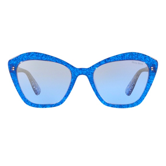 New in box with tag ๐ Miu Miu Core Collection MU 05US Glitter Blue sunglasses - Picture 1 of 4
